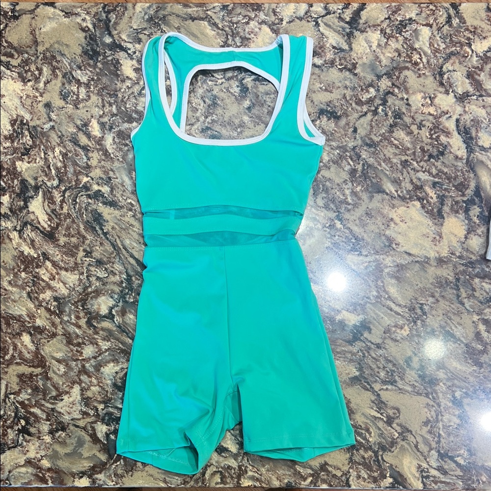 Teal Sleeveless Five Dancewear one piece